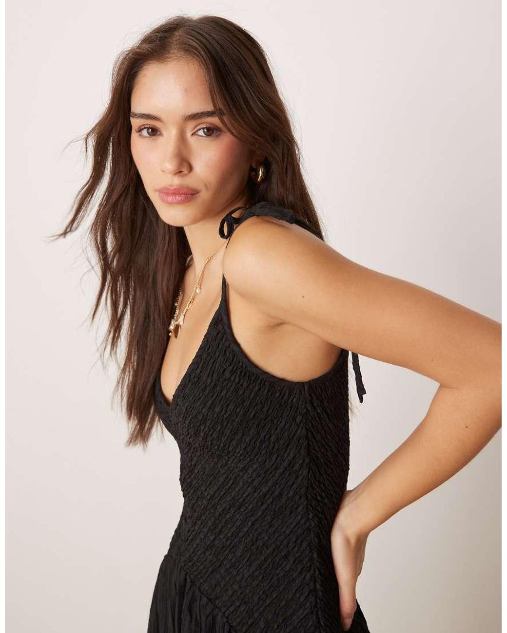 ASOS White V Neck Poly Crinkle Dropped Waist Jumpsuit