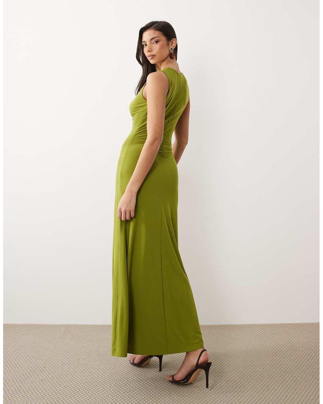 Forever New Green Jersey Ruched Bead Detail Maxi Dress