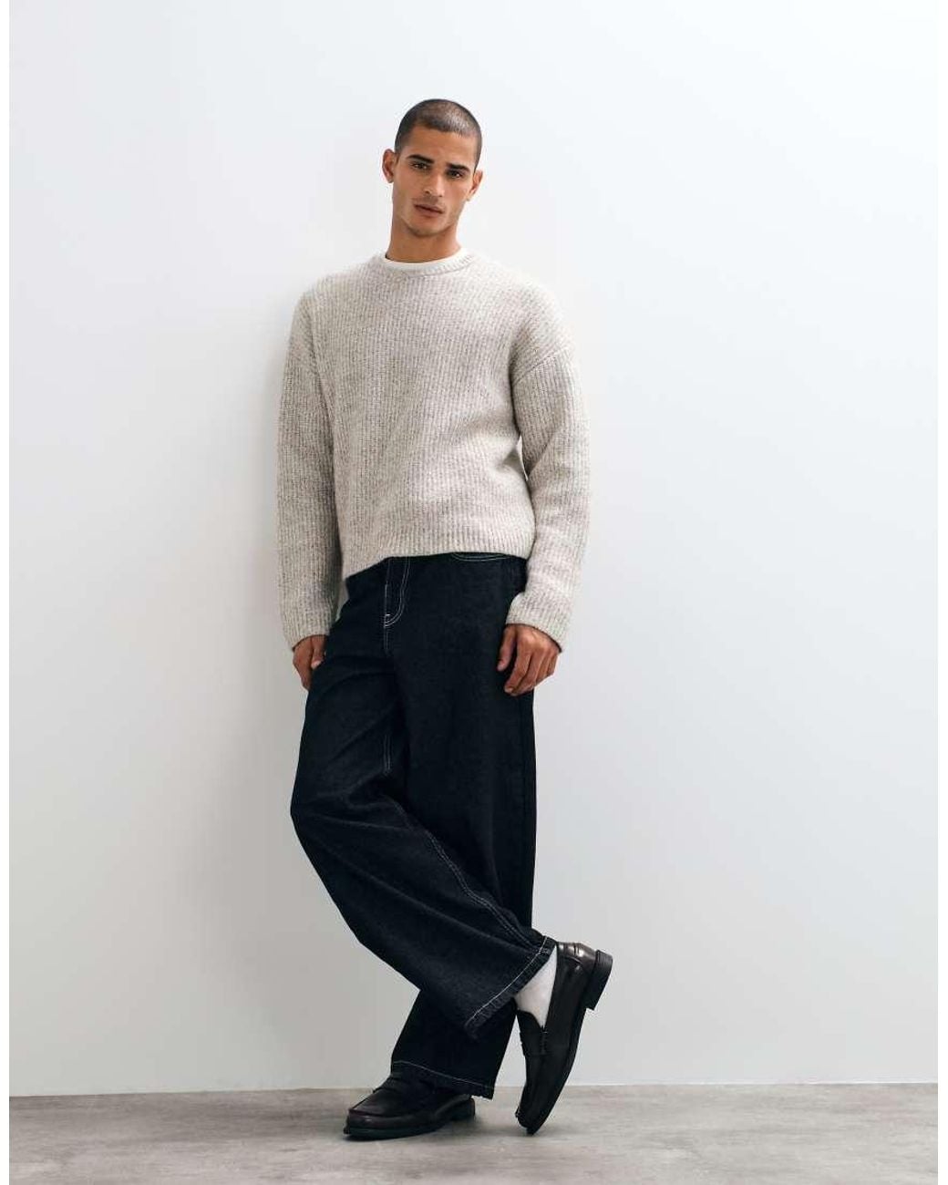 Weekday White Chunky Knit Jumper for men