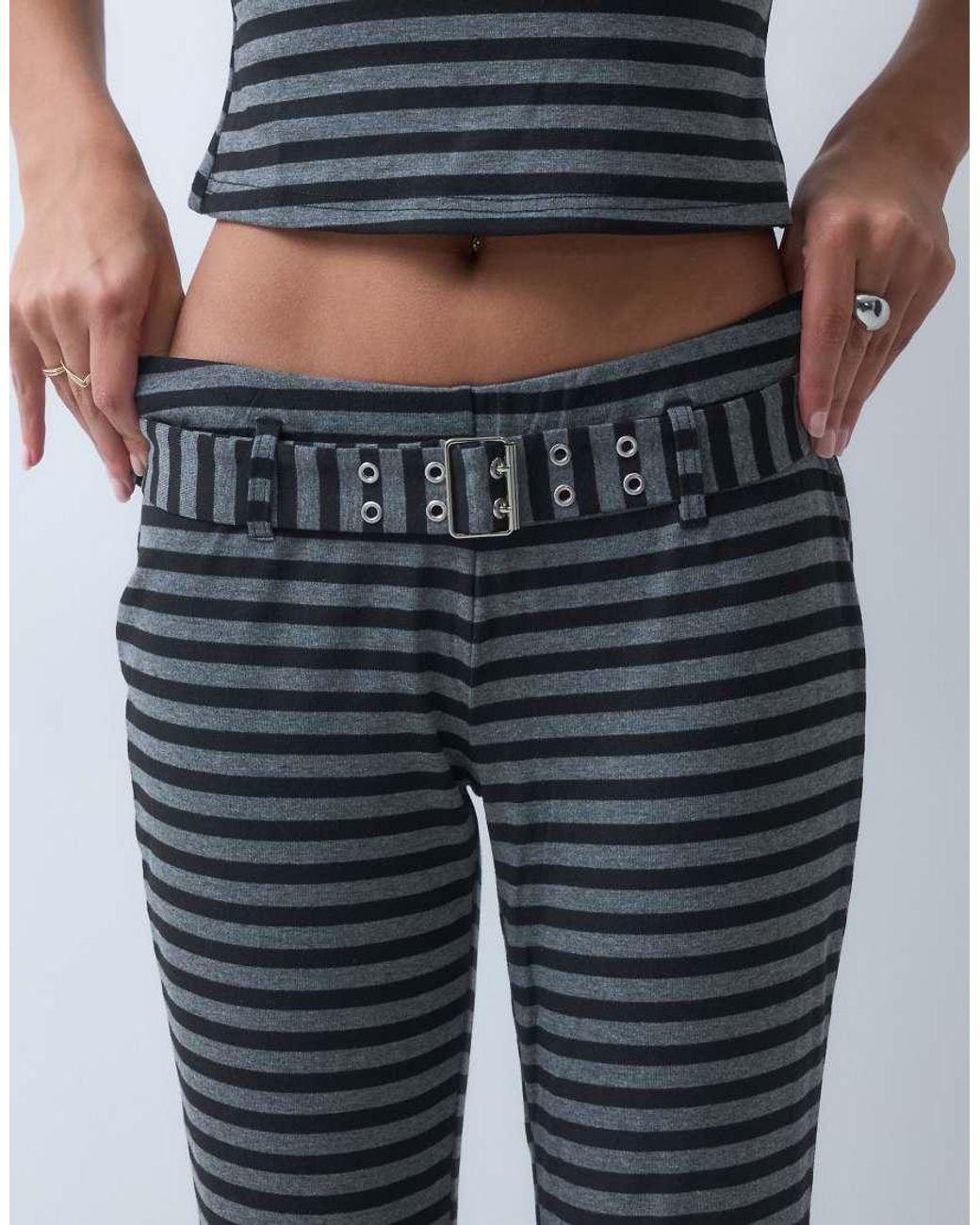 The Ragged Priest Blue Low Rise Jersey Flare Trouser
