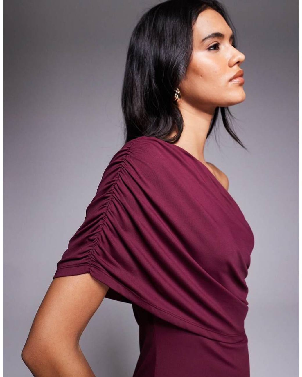 ASOS Purple One Shoulder Draped Mini Dress