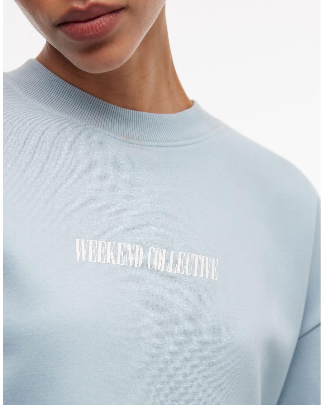 ASOS Weekend Collective Icon Sweatshirt With Stacked Logo in White | Lyst