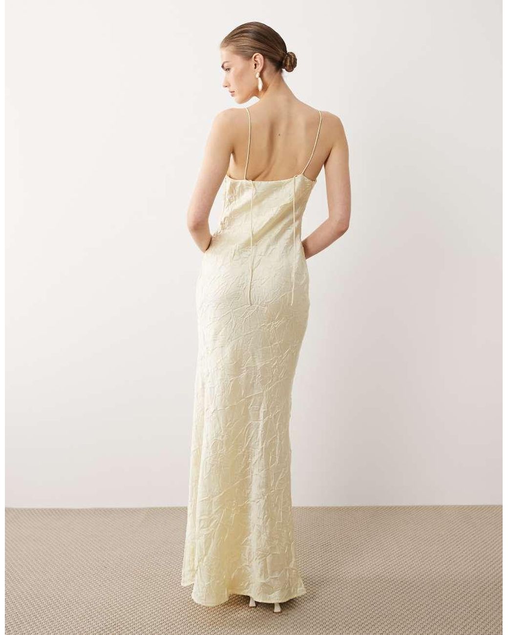 ASOS Natural Lace Detail Button Down Front Slip Maxi Dress