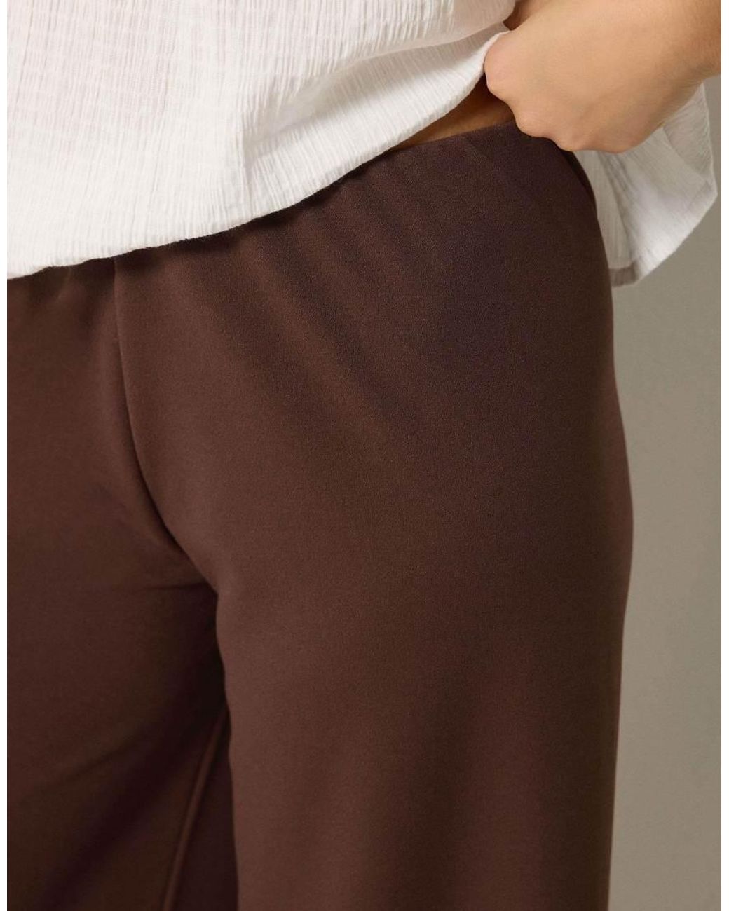 PixieGirl Brown Petite Wide Leg Trousers