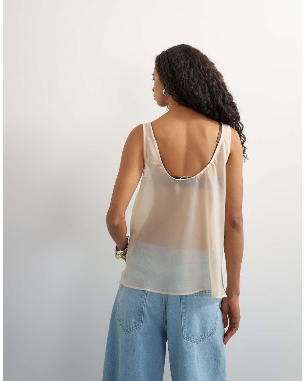 TOPSHOP White Sleeveless Organza Scoop Vest