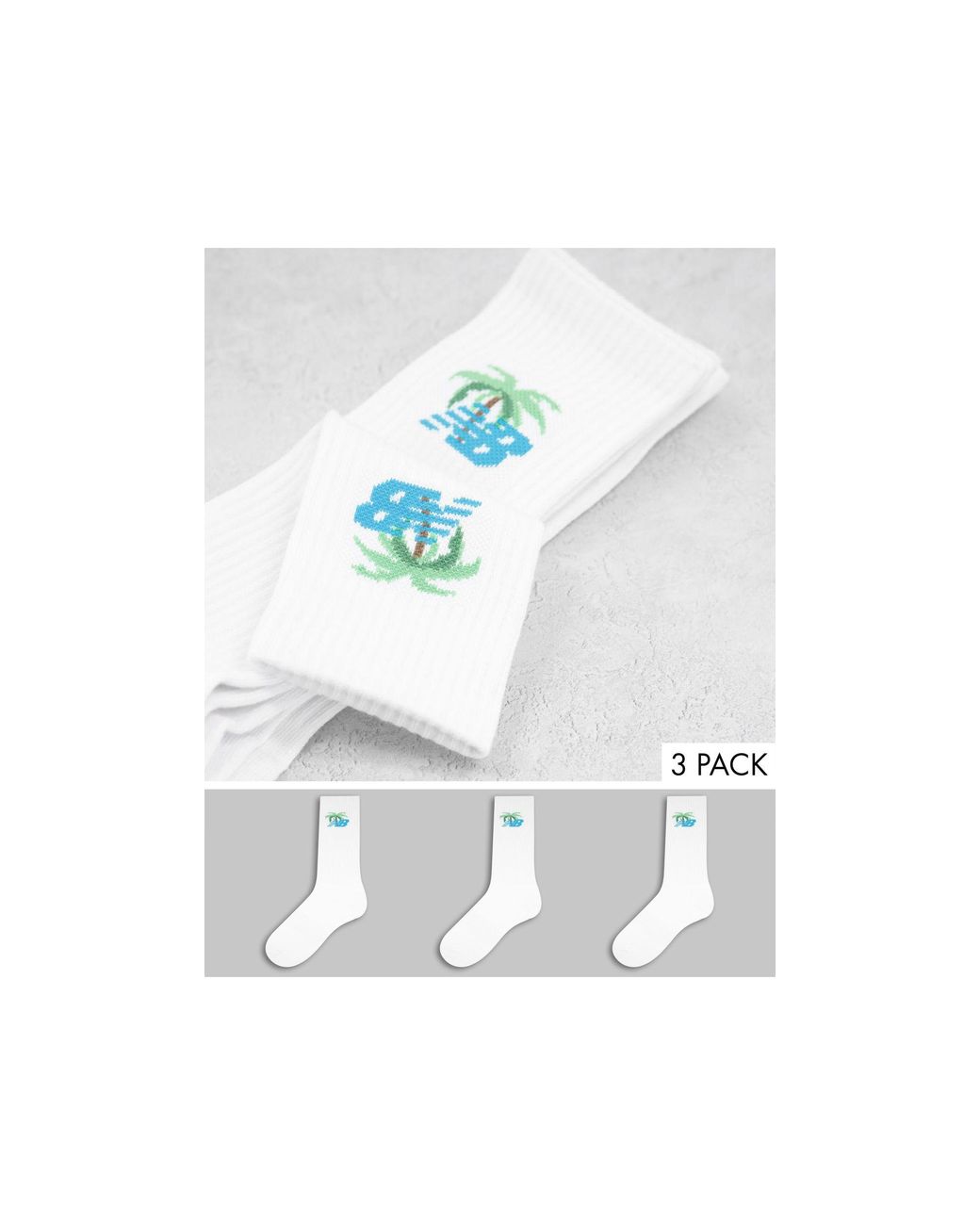New Balance 3 Pack Blue Palm Logo Socks in White | Lyst Australia