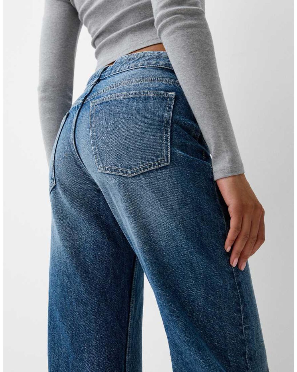 Bershka Blue Straight Fit Jeans