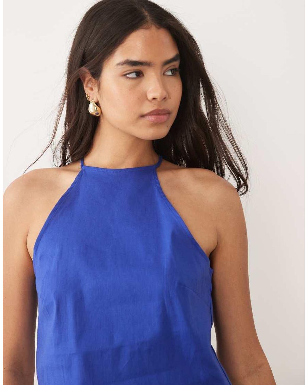 Top Allacciato Al Collo di Mango in Blue