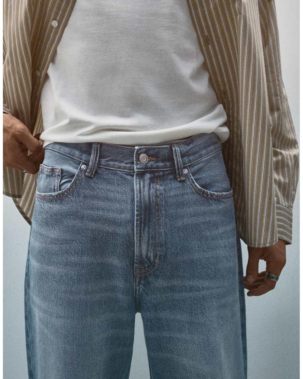 Bershka Blue baggy Jeans for men
