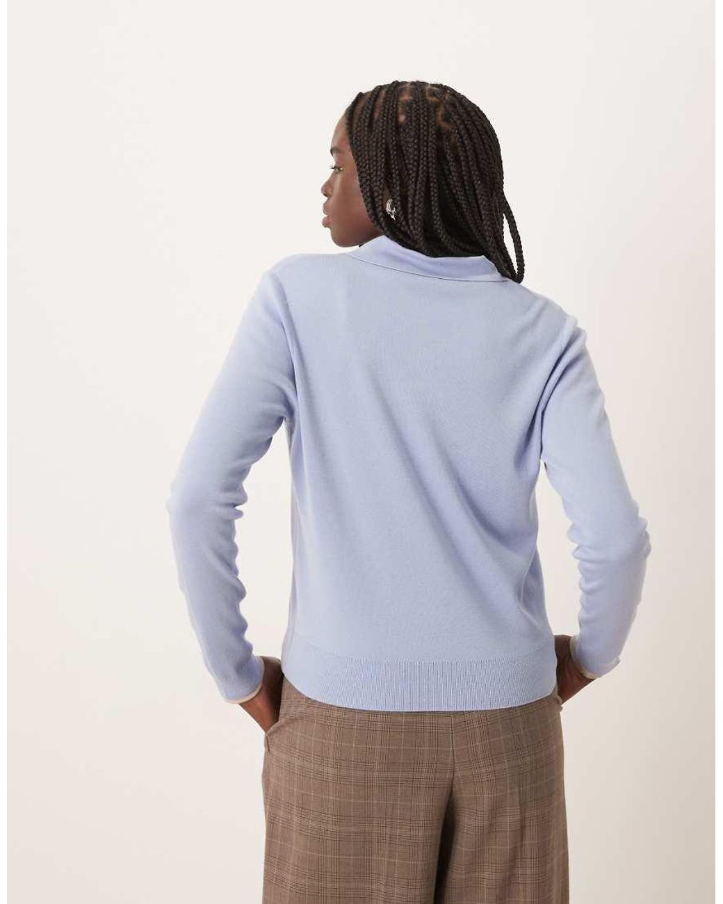 Mango Blue Knitted Polo Top