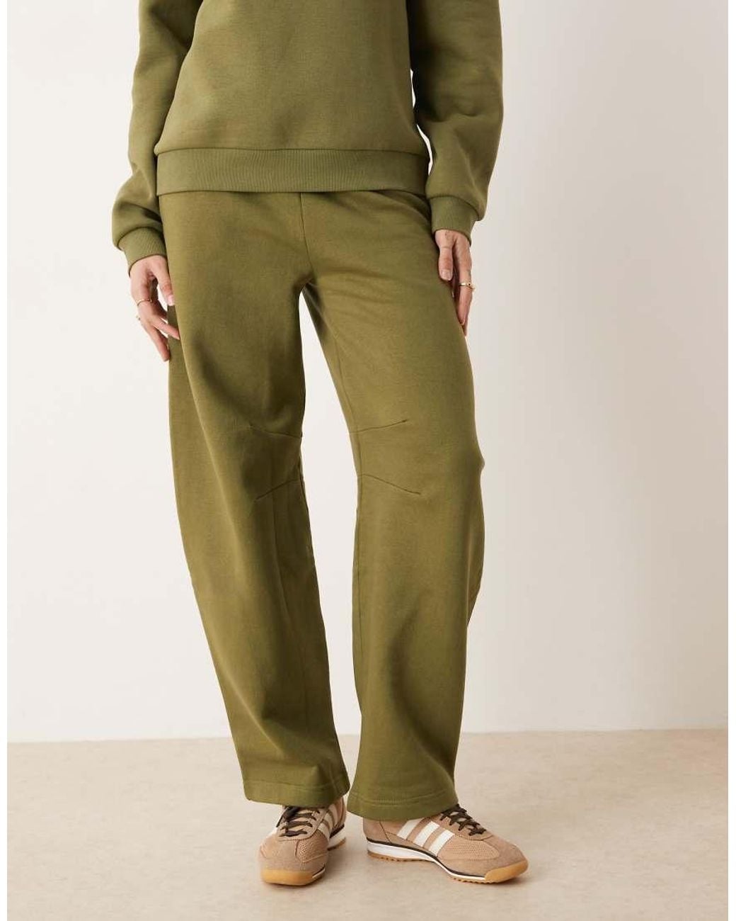 ASOS Green Asos Design Tall Barrel Leg Brushback jogger