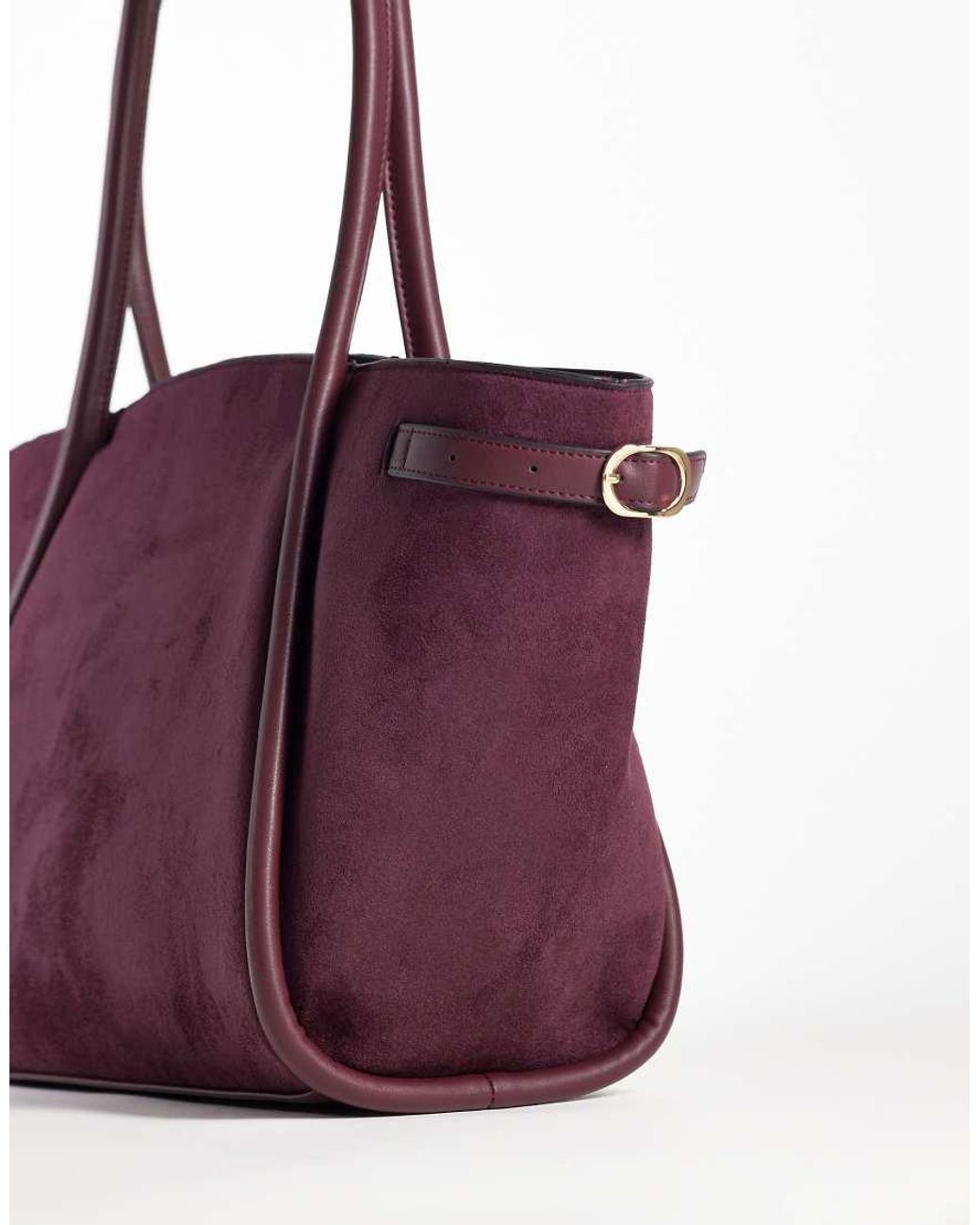 ASOS Purple Faux Suede Belted Tote Bag