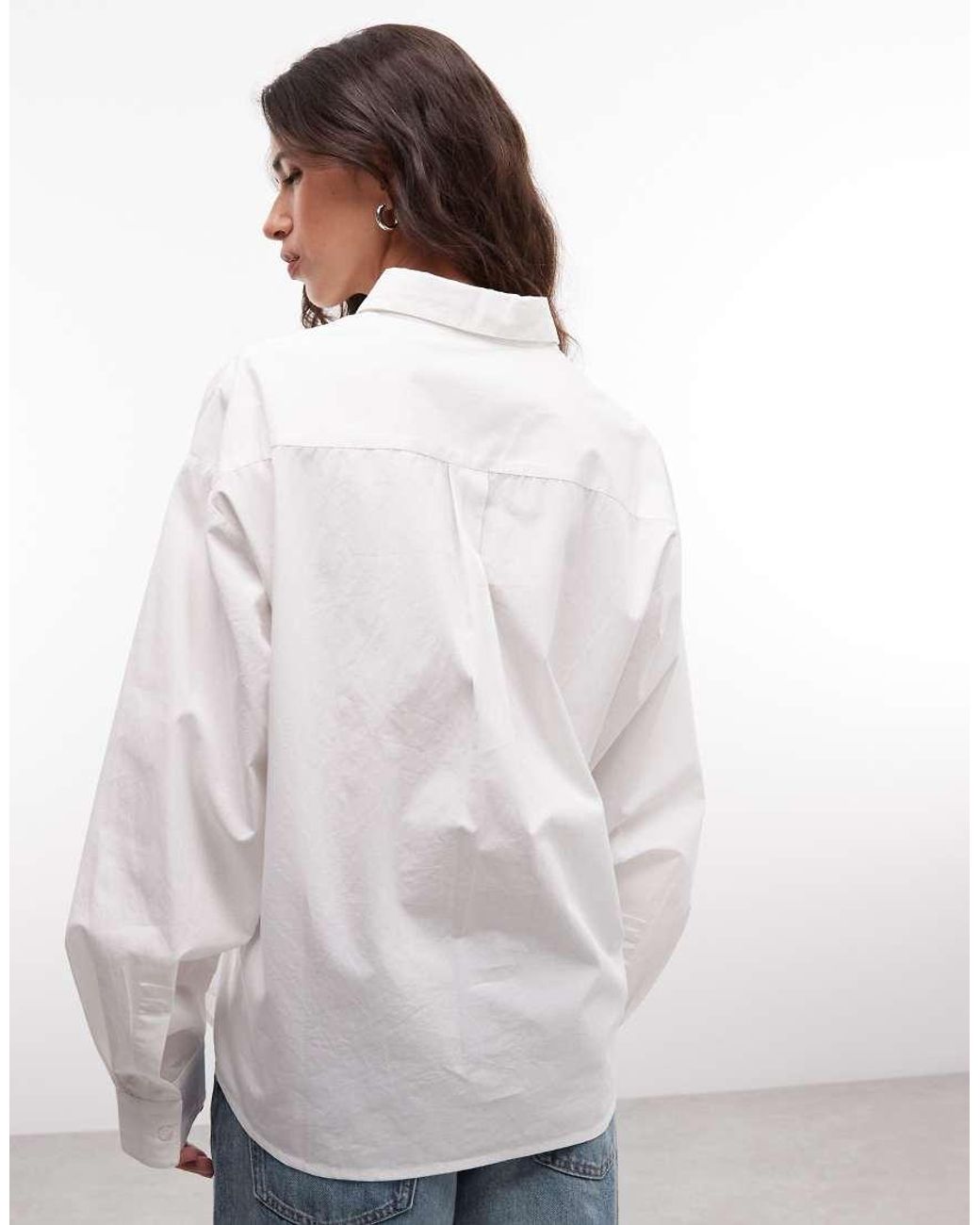 Collusion White Asymmetric Oversized Shirt With Placement Button
