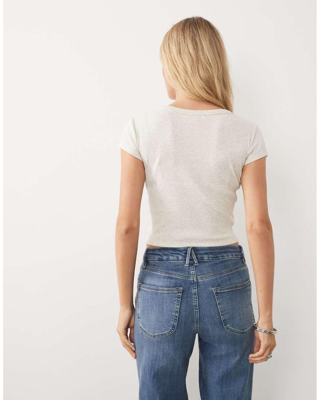 Calvin Klein Natural Woven Label Ribbed Baby Tee T-Shirt