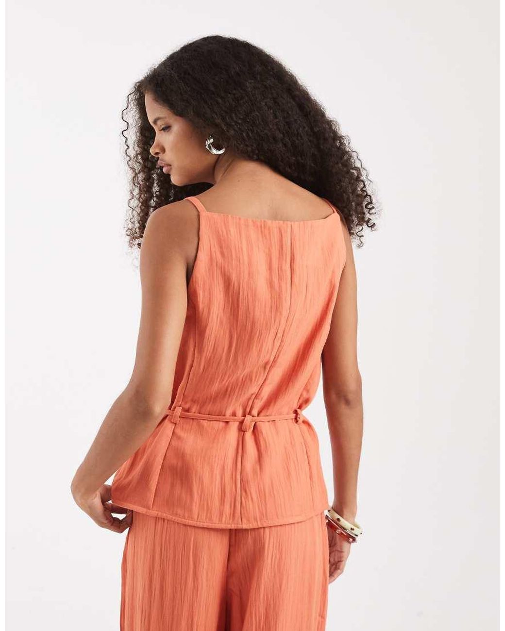 Vero Moda Orange Tailored Cami Strap Tie Waist Waistcoat Co-Ord