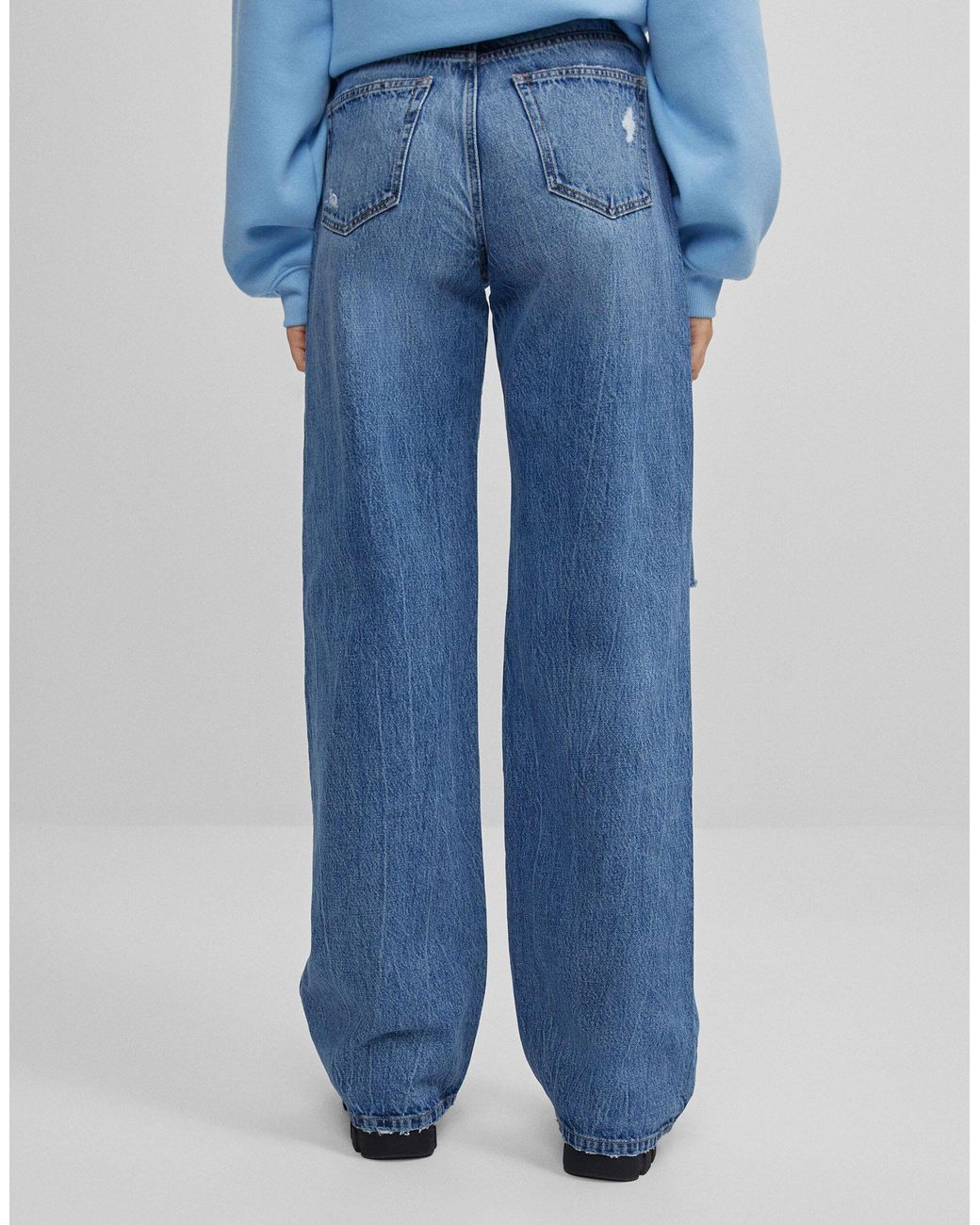 Bershka Denim Ripped 90's Jean in Blue - Save 46% | Lyst