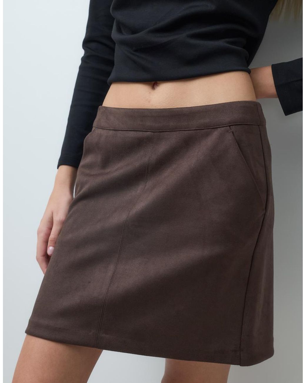 Vero Moda Brown Faux Suede Mini Skirt