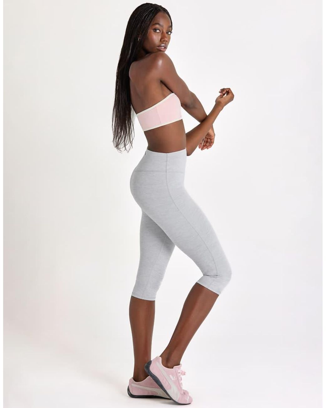 BO+TEE White Soft Active High Rise Capri Leggings