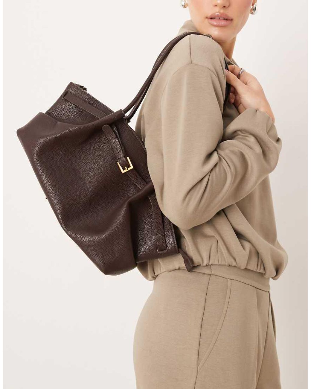 Gina Tricot Natural Small Fold Detail Tote Bag