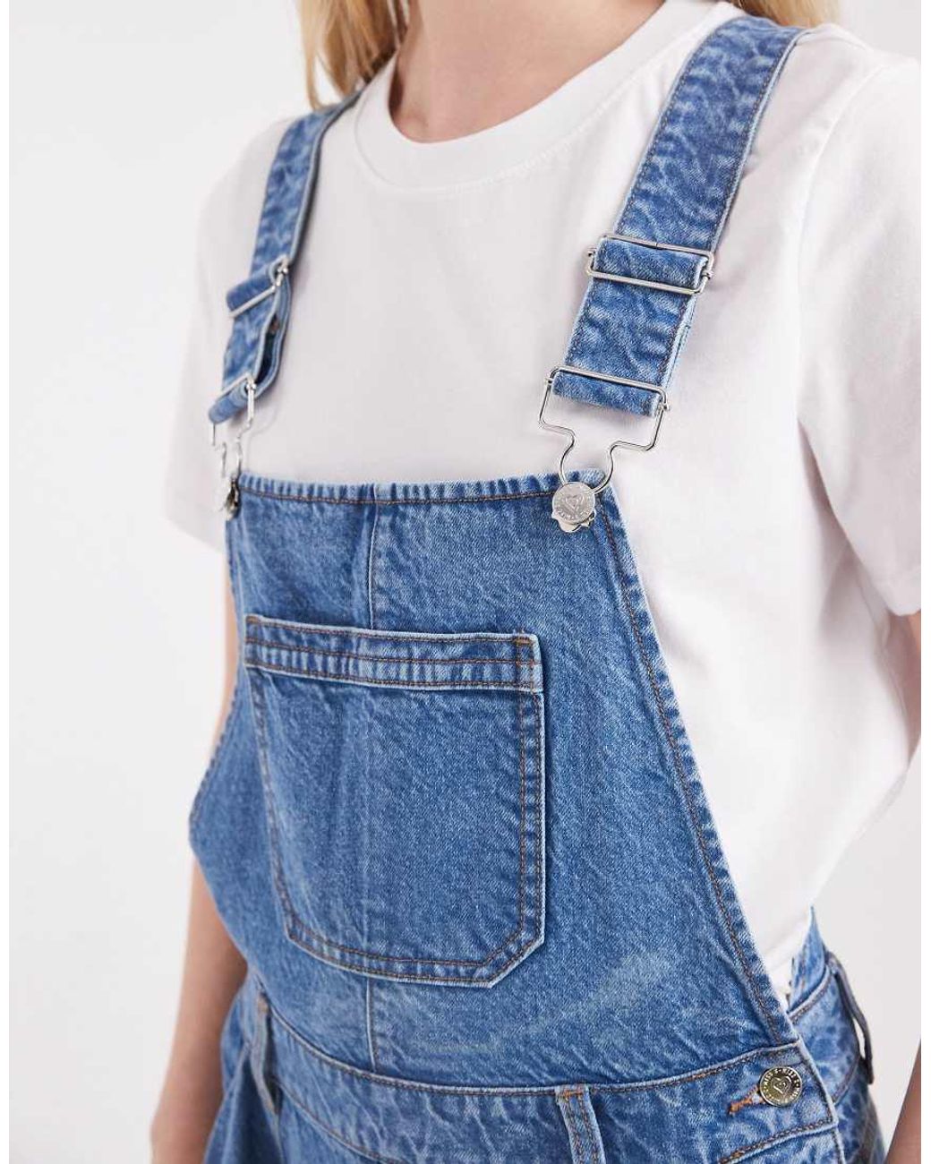 Miss Selfridge Blue Barrel Leg Dungaree