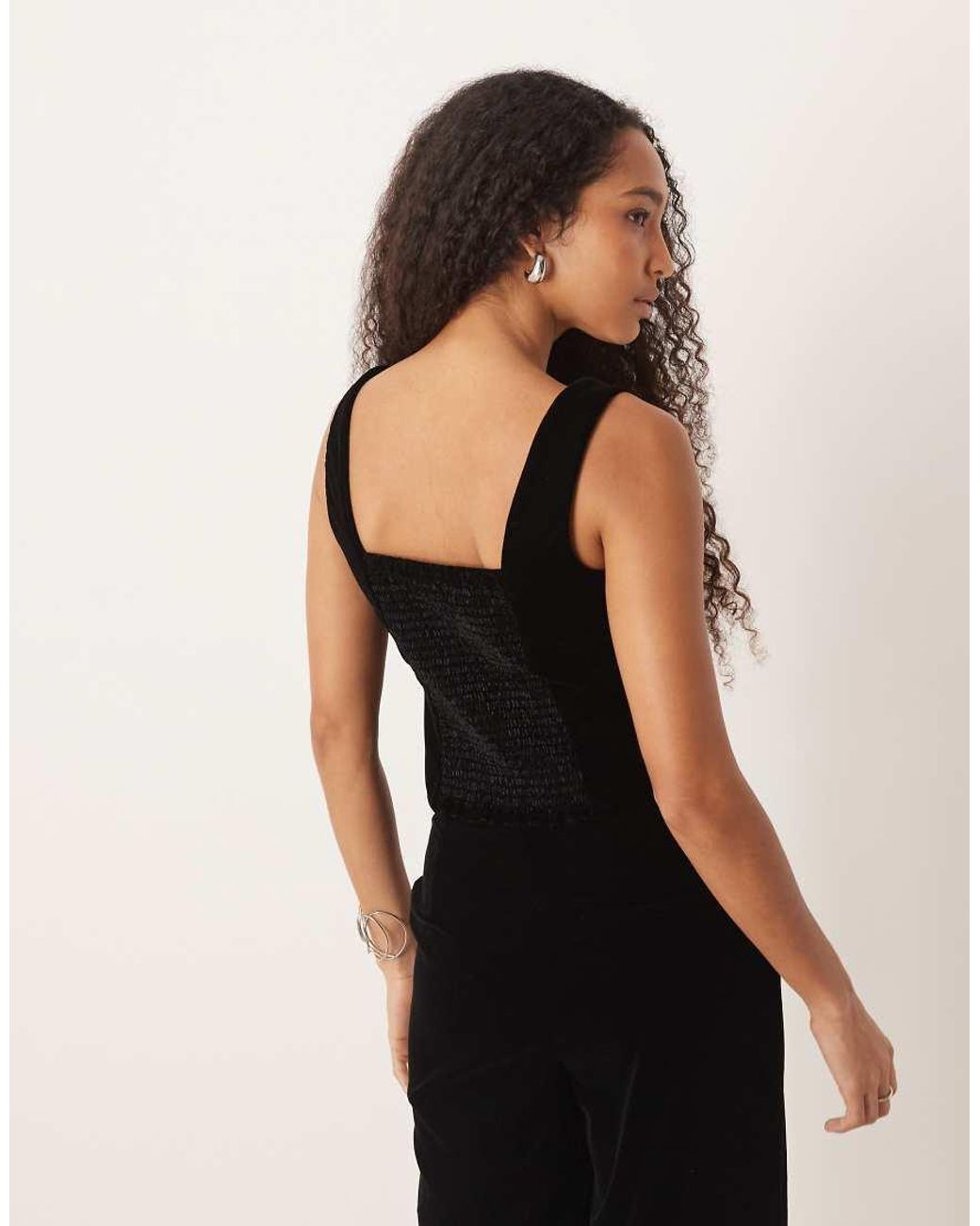 Nobody's Child Black Square Neck Velvet Waistcoat