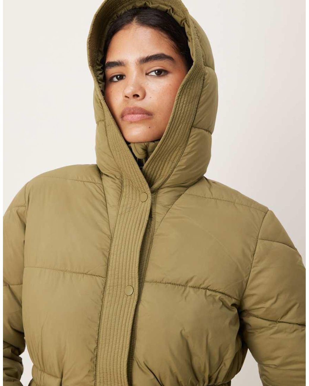 Jdy Natural Cinched Waist Longline Puffer