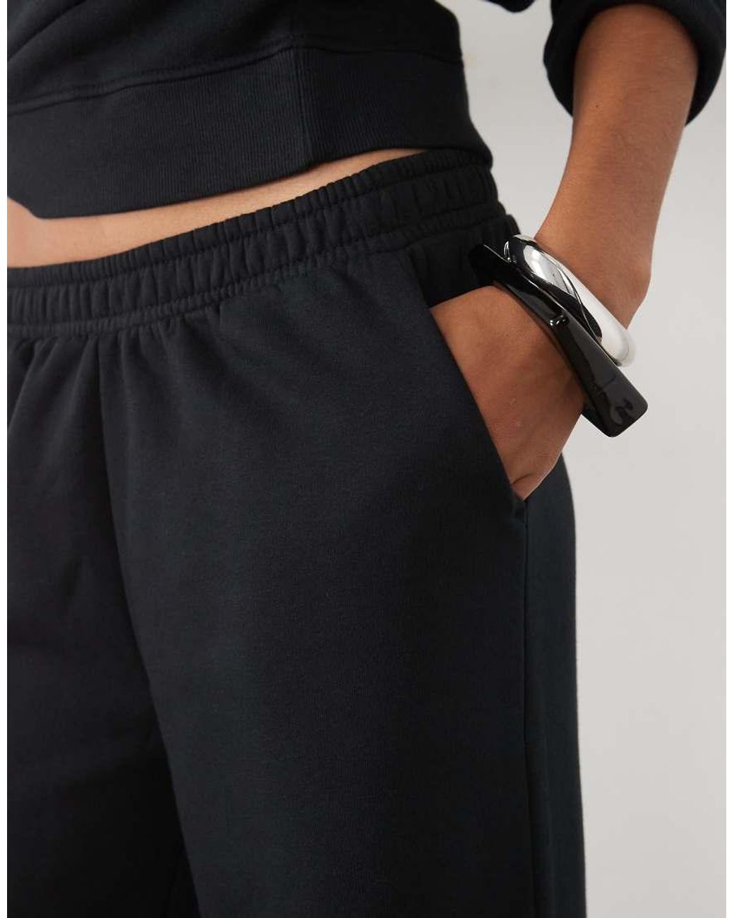 ASOS Black Asos Design Tall Wide Leg Brushback Trackies