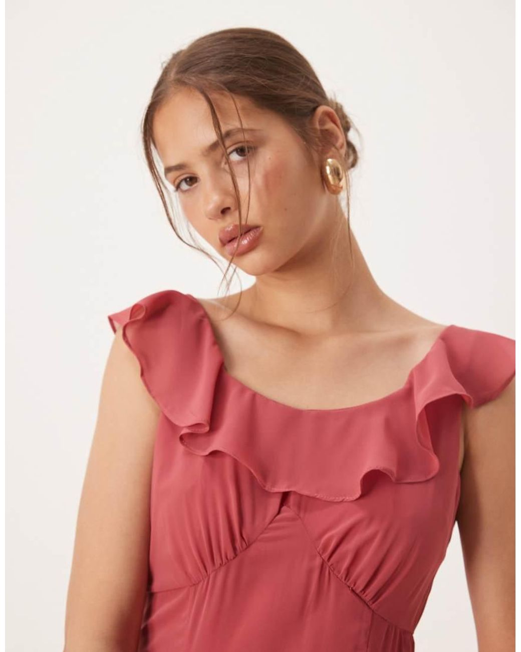 ANAYA Red Tie-Back Ruffle Maxi Dress