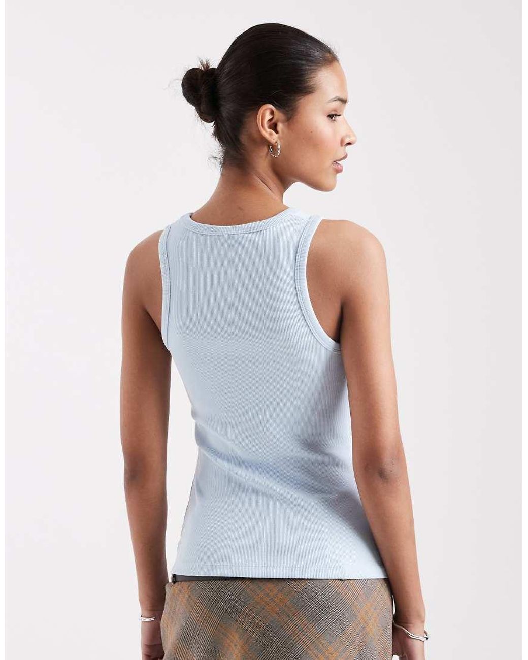 JJXX White Frida Ribbed Vest Top
