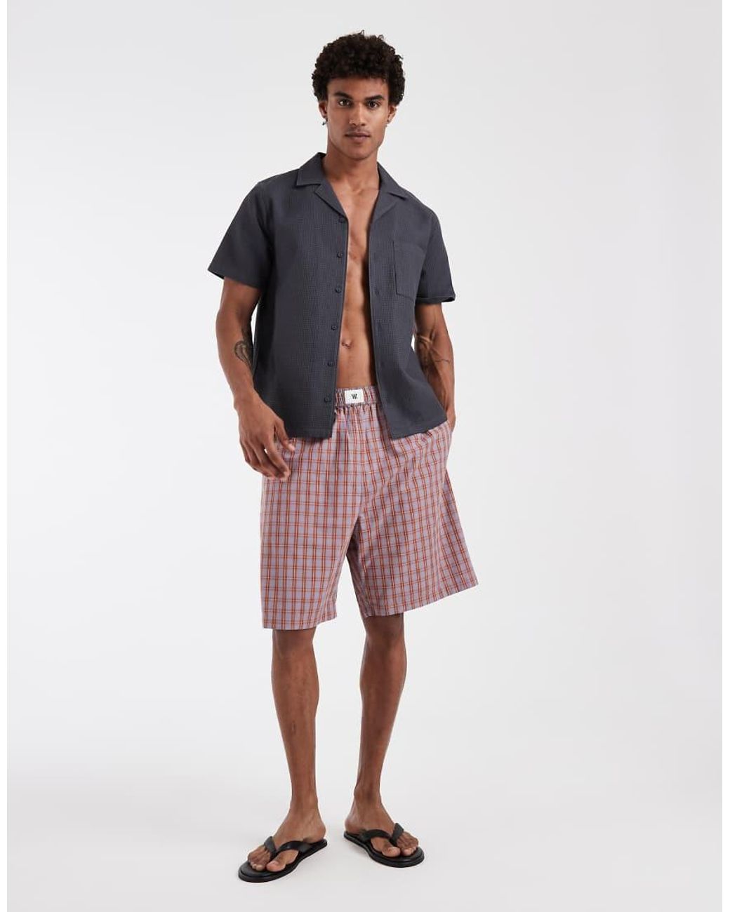 DOUBLE A by WOOD WOOD Blue 100% Cotton Alwin Pull-on Shorts for men
