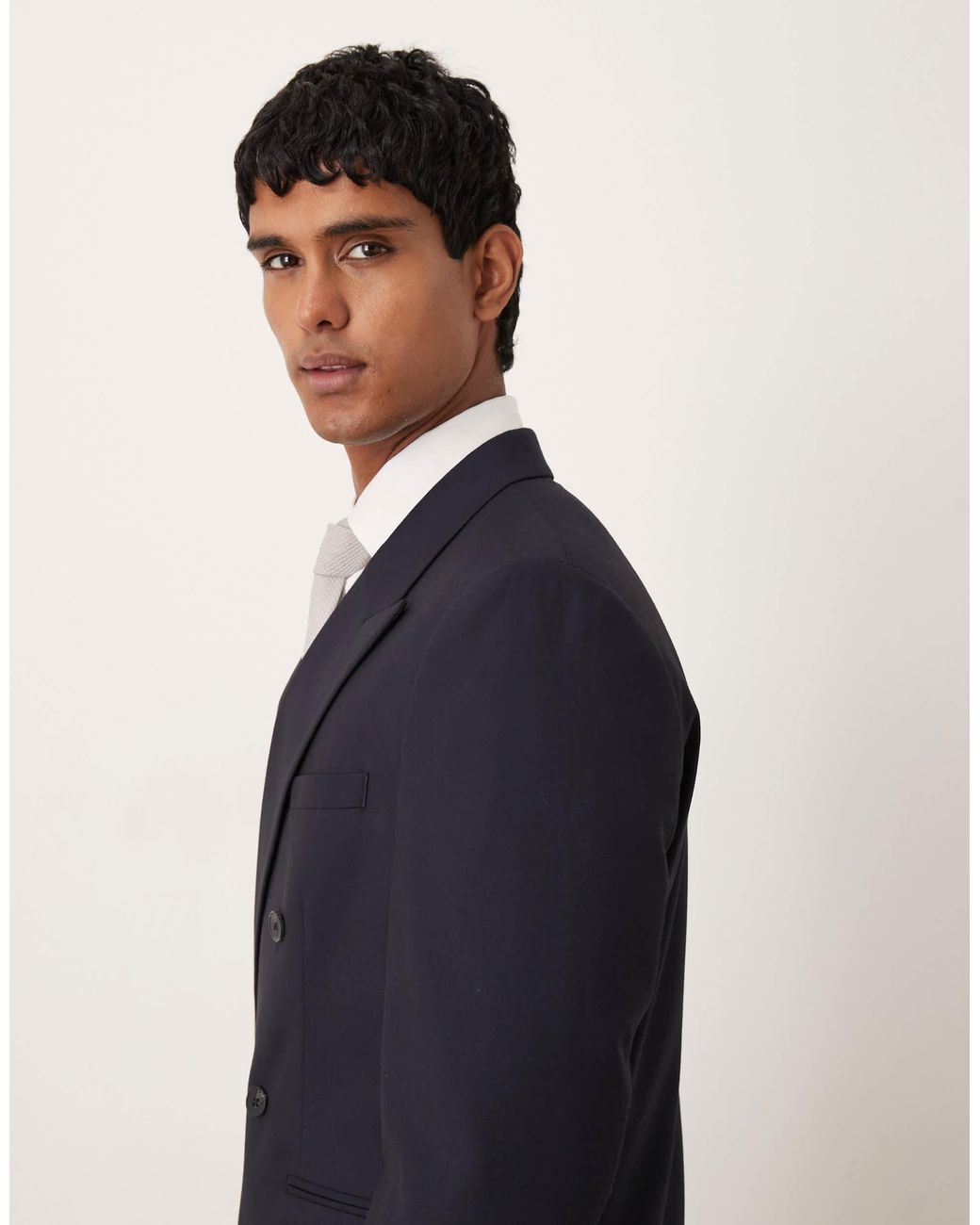 ASOS Blue Double Breasted Regular Jacket for men
