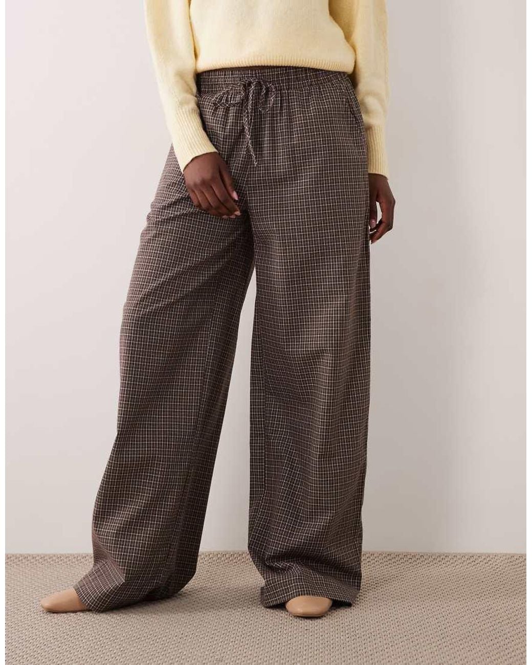 Brave Soul Brown Wide Leg Trousers With Tie Waist Detai
