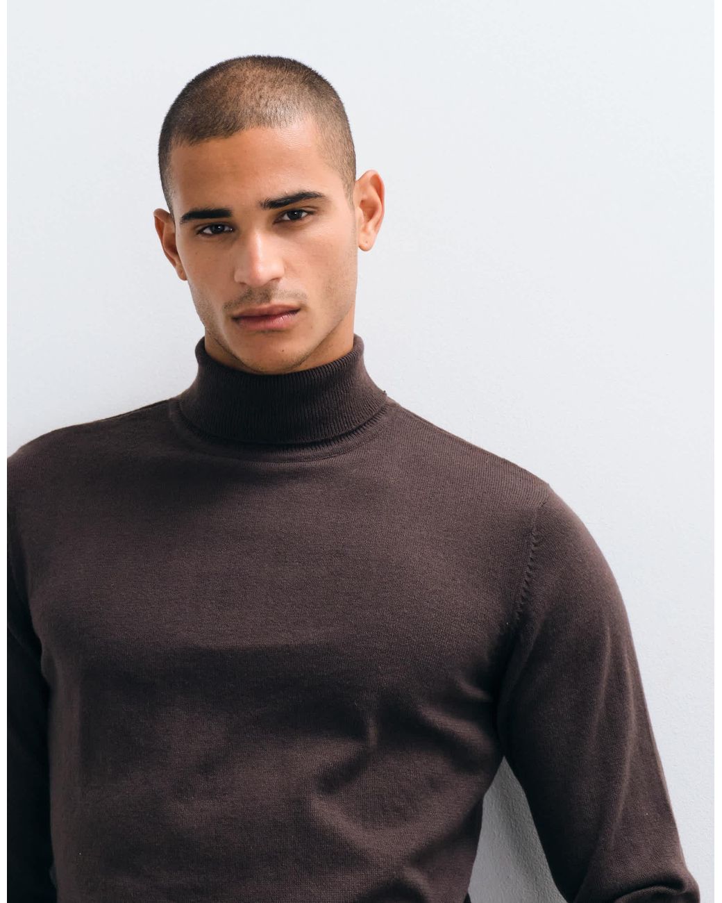 Threadbare Blue Knitted Roll Neck Jumper for men
