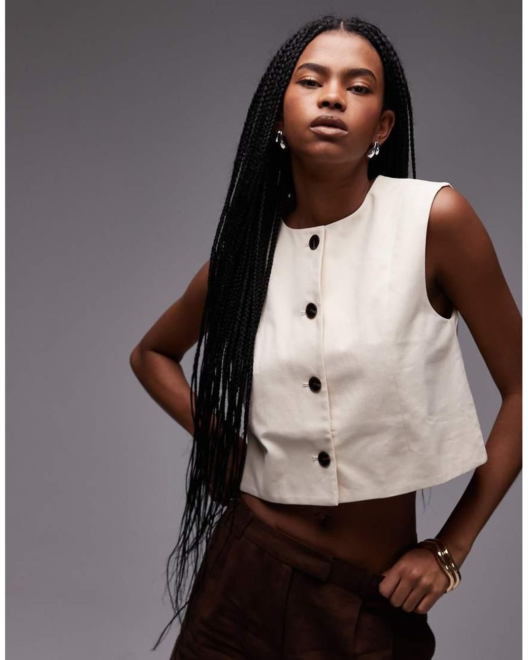 Mango Natural Round Neck Waistcoat