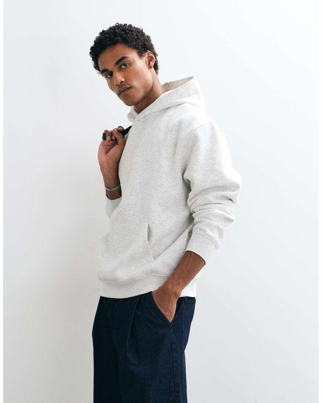 ASOS White Relaxed Hoodie With Back Puff Print for men