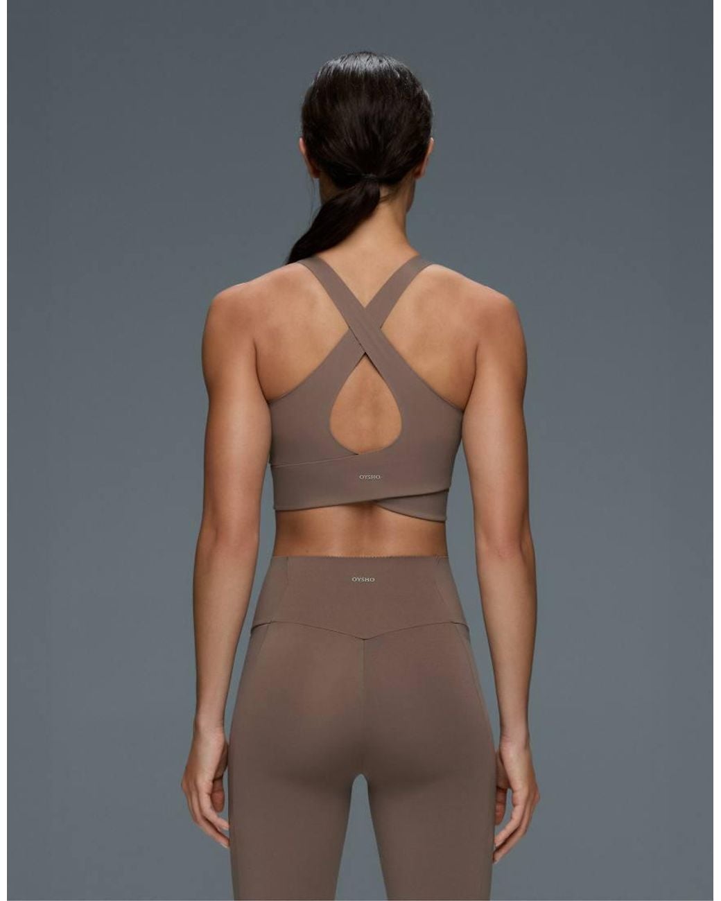 Oysho Gray Light Touch Crossover Back Tank Top