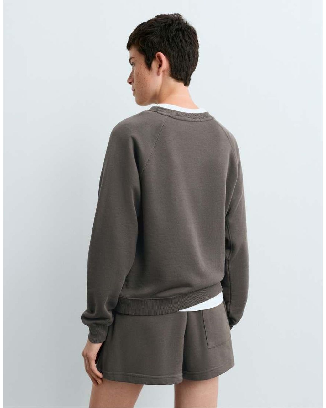 Oysho Gray Cotton Round Neck Sweatshirt