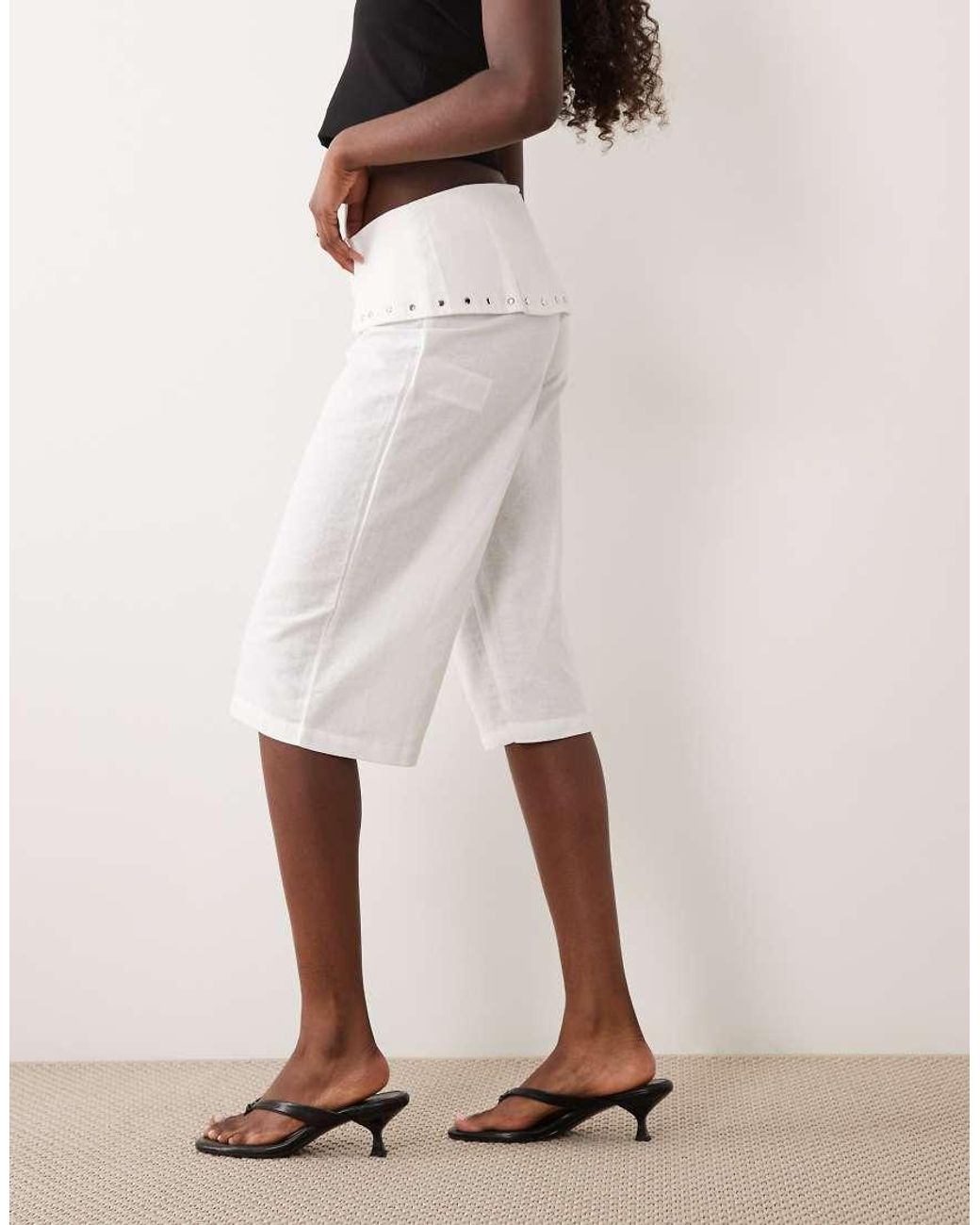 Motel Pink Oren Stud Waist Capri Trouser
