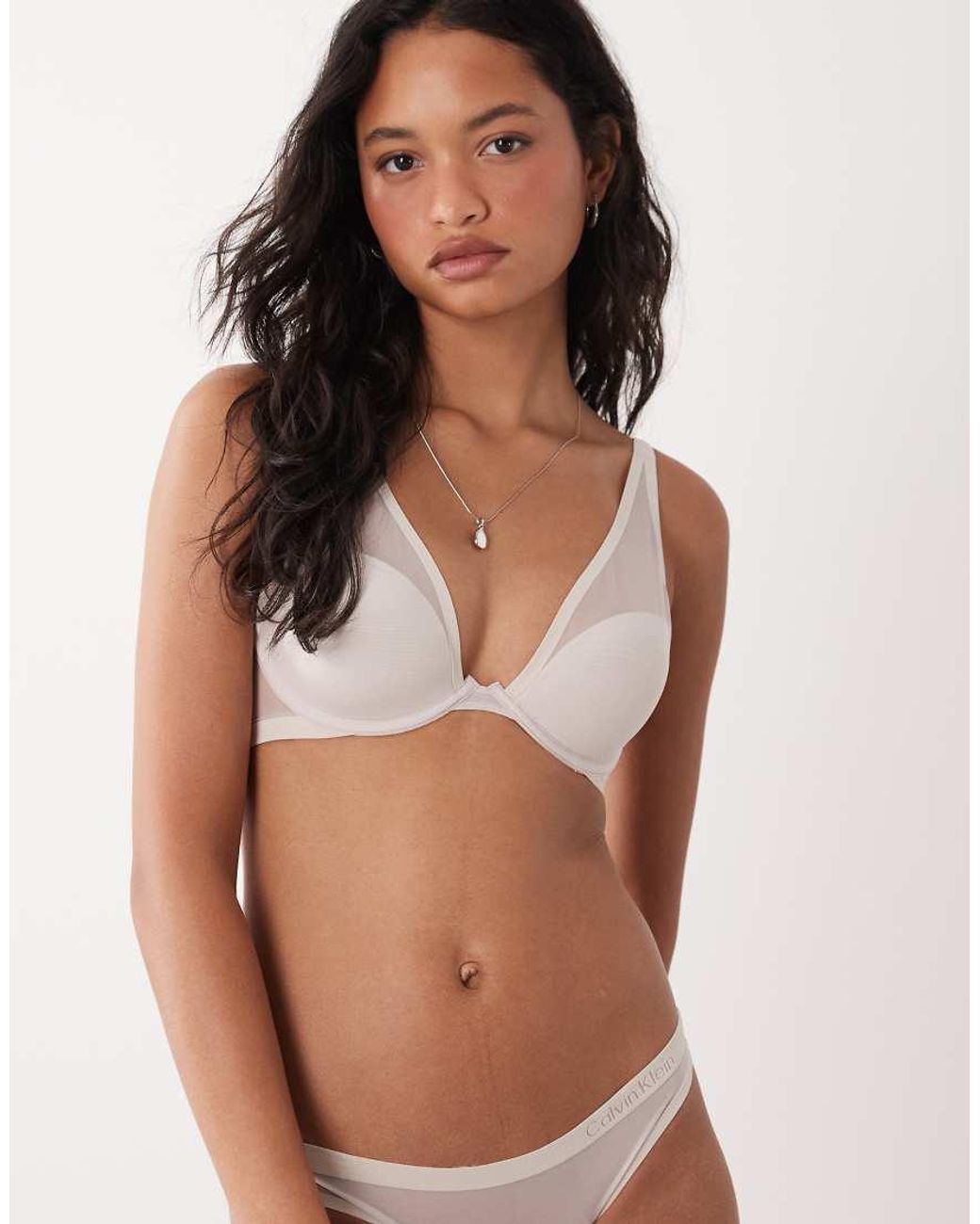 Calvin Klein Brown Shapewear Mesh Push Up Plunge Bra