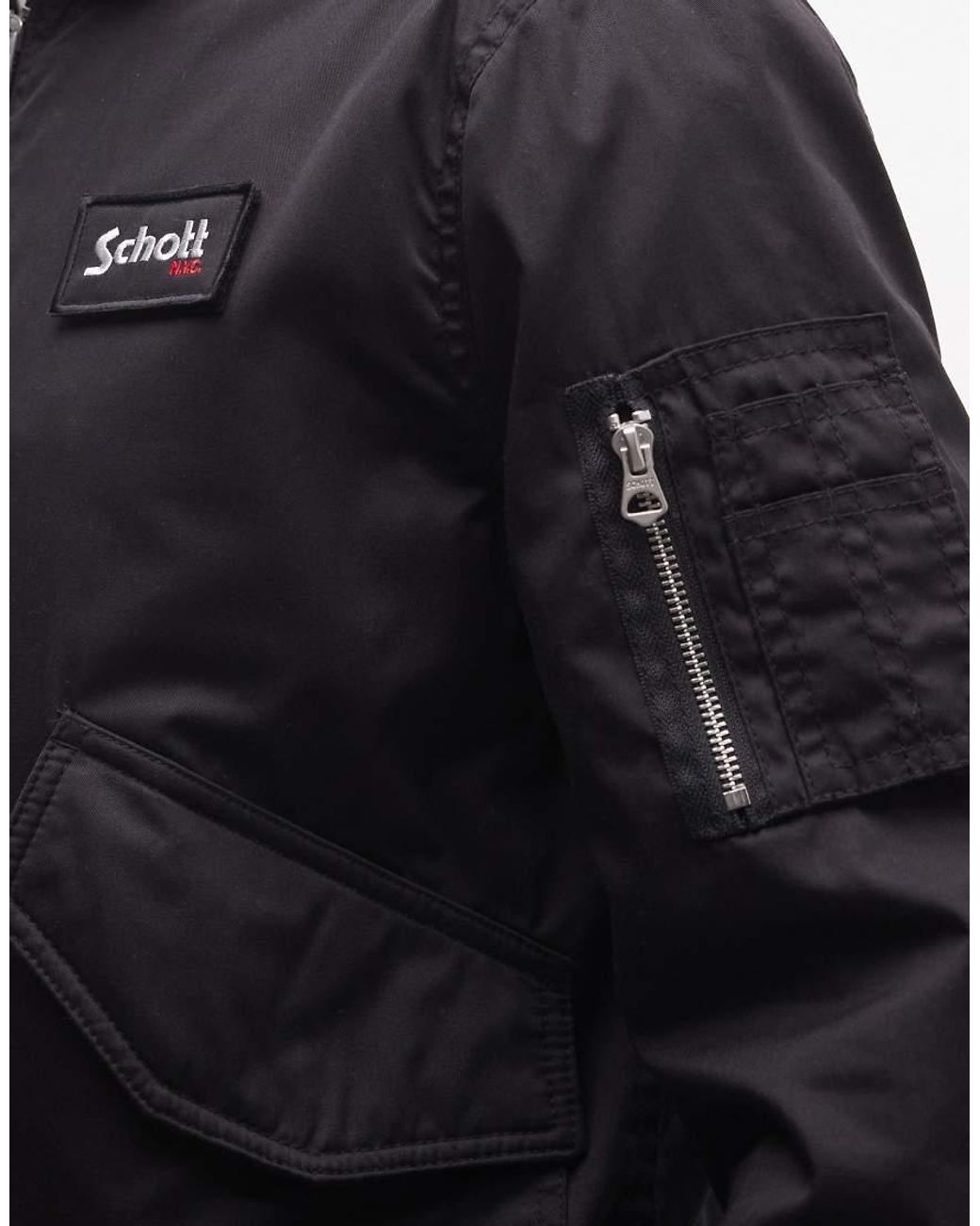 Schott Nyc Black Logo Patch Ma1 Bomber Jacket With Zip Pocket Detail for men