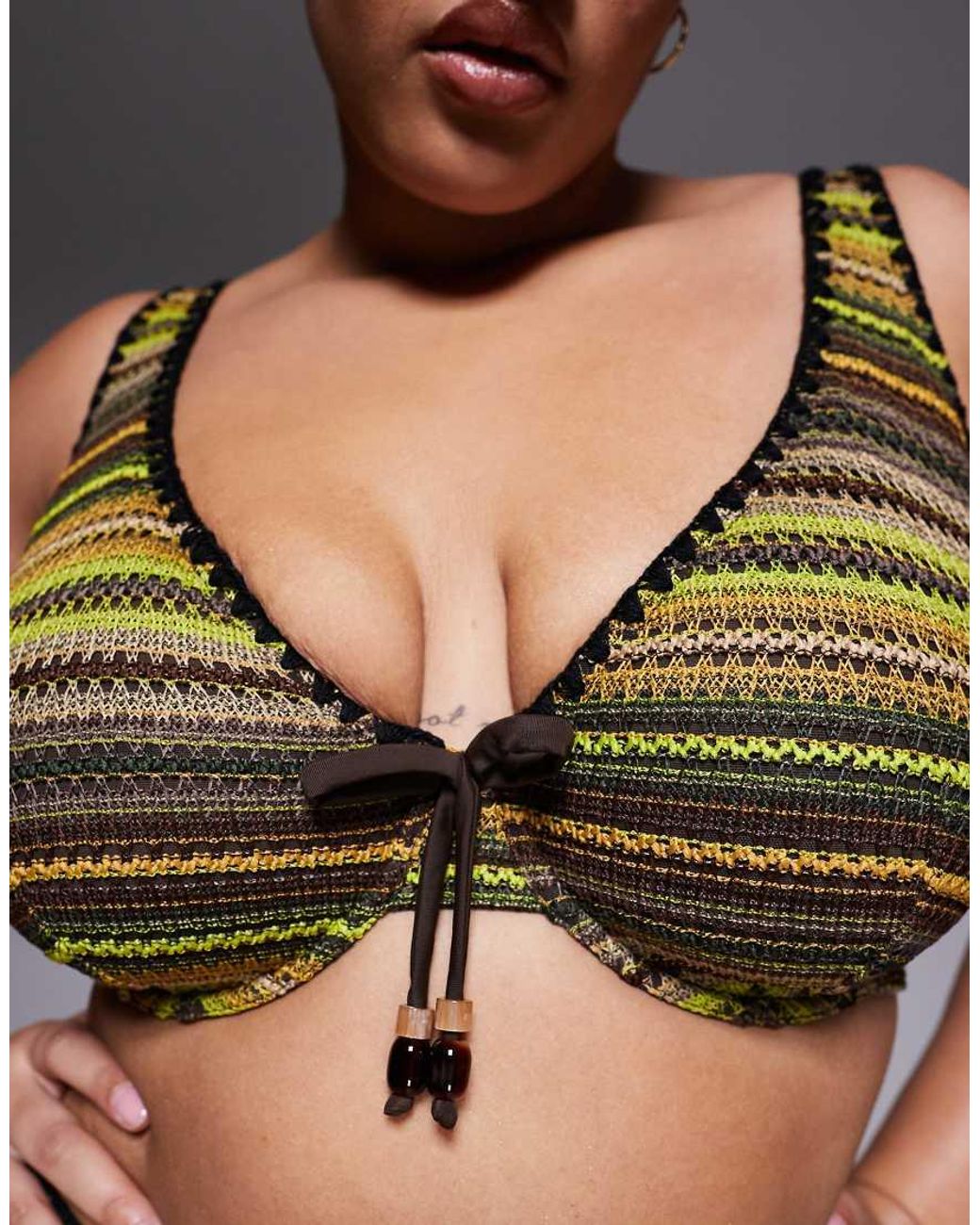 ASOS Green Asos Design Curve Kenny Crochet Marina Del Rey Underwire Bikini Top