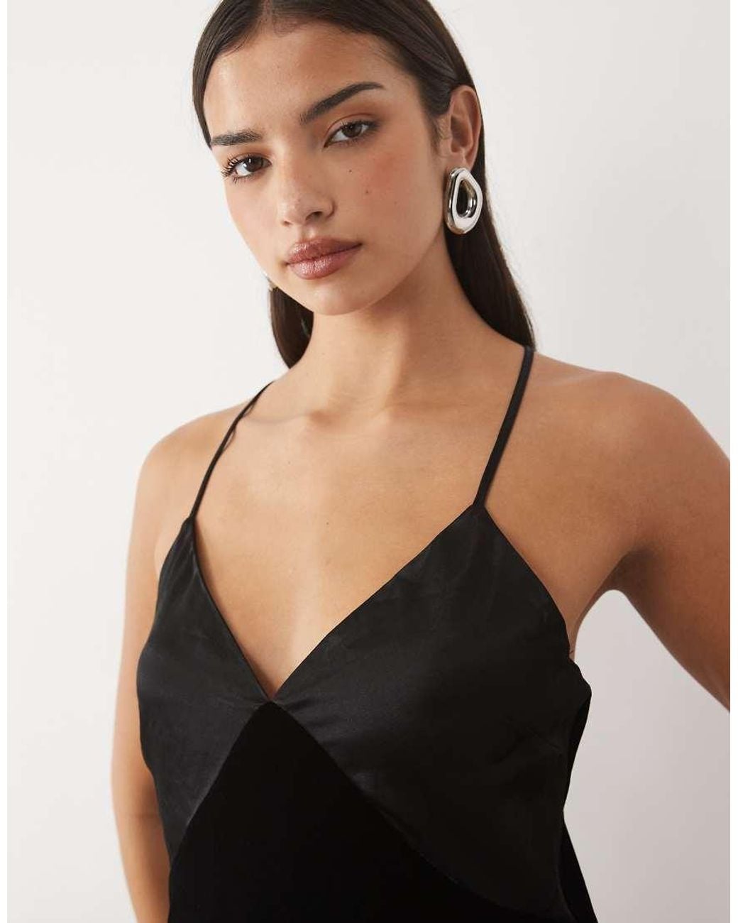 Nobody's Child Black India Cross Over Back Velvet Cami Top