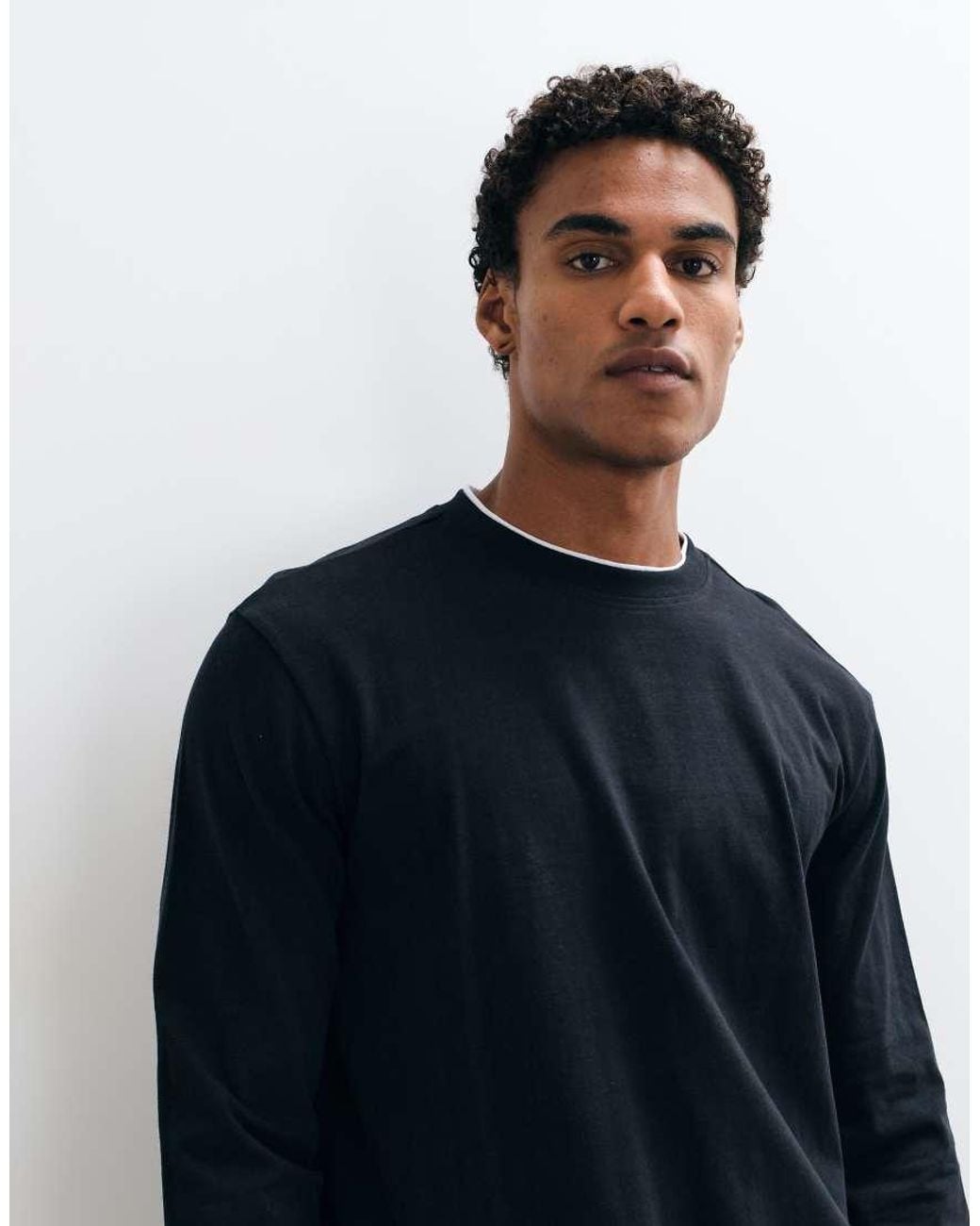 Threadbare Blue Long Sleeve Cotton Relaxed Fit T-shirt for men