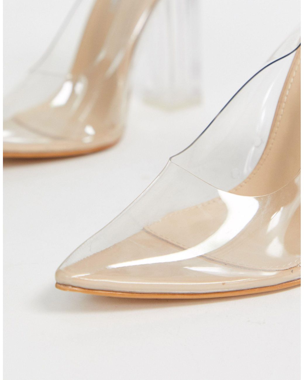 Alluring - chaussures à tige et talon carré transparents - beige verni  Public Desire | Lyst