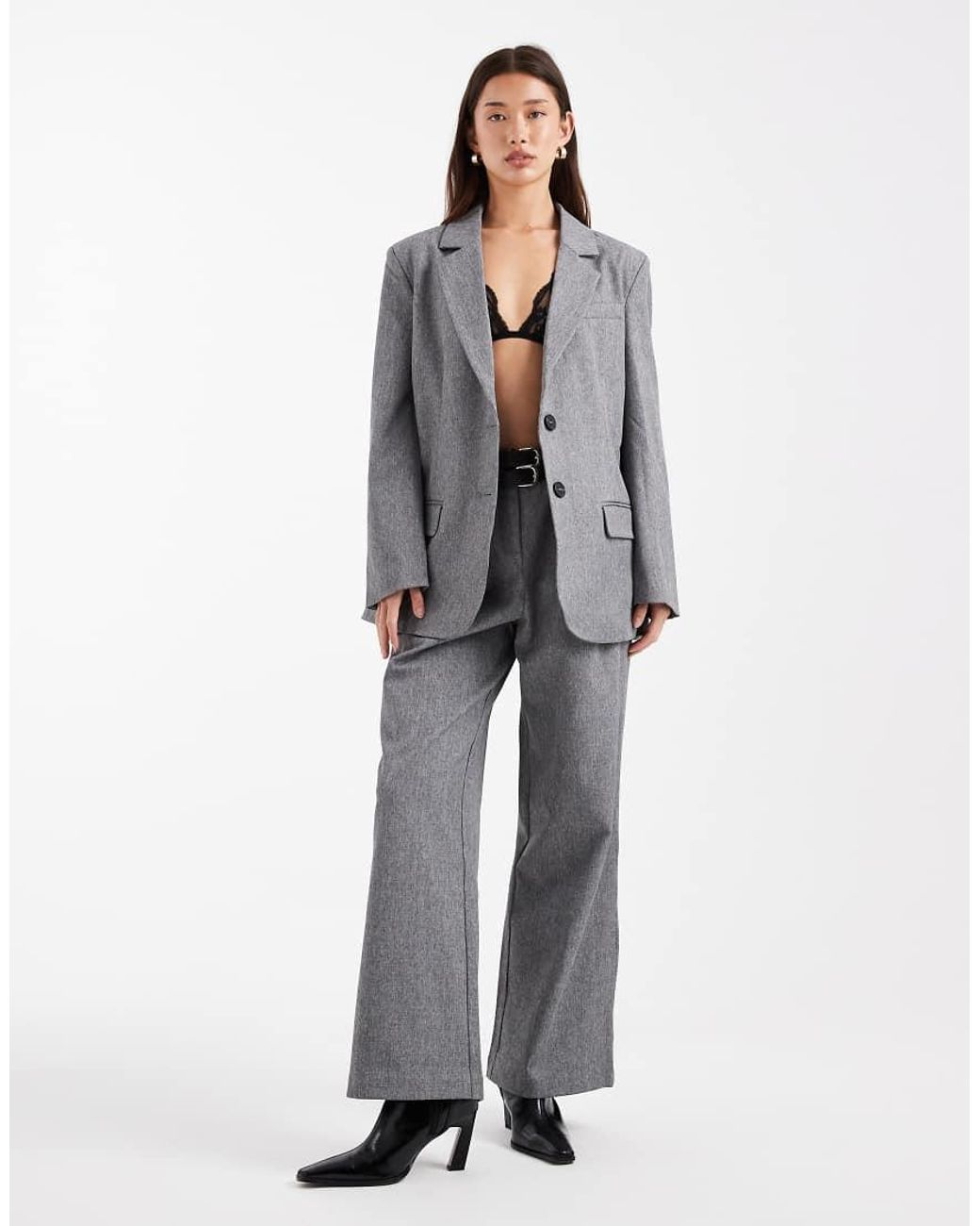 4th & Reckless Gray Oversized Pocket Detail Mansy Blazer