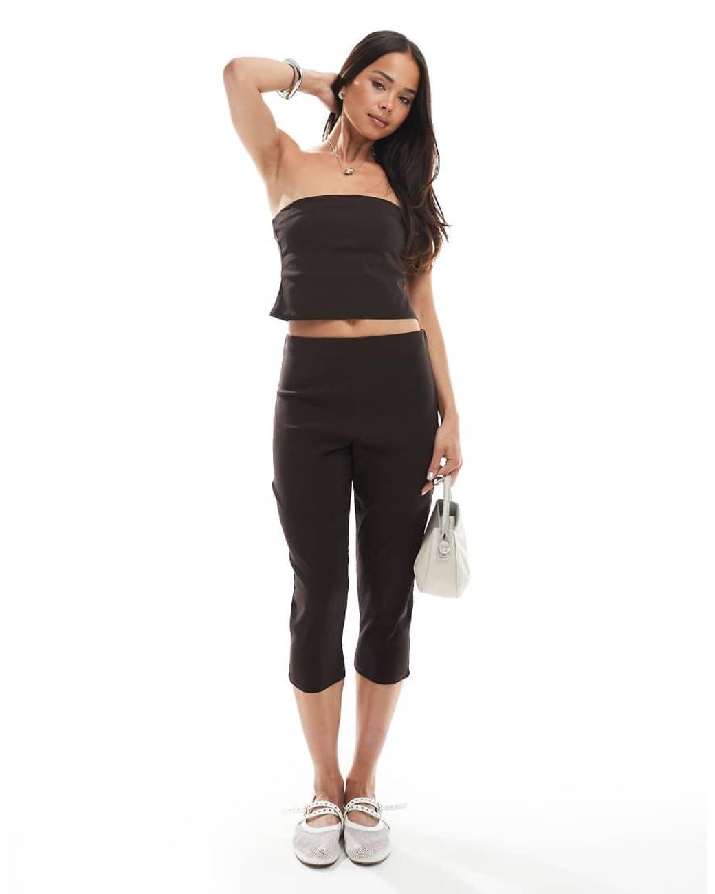 Miss Selfridge Black Bengaline Bandeau Top Co-ord
