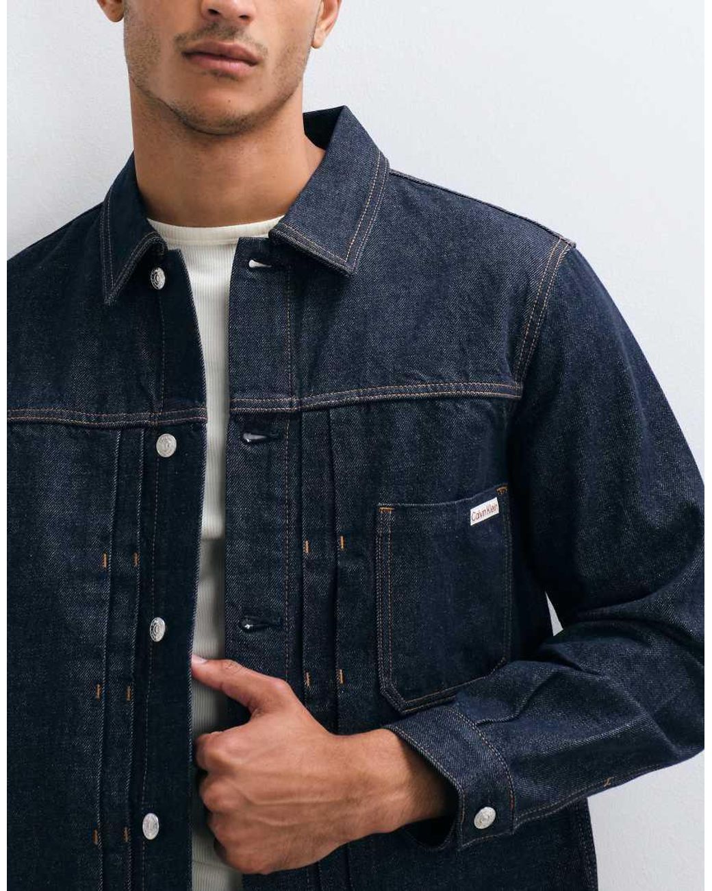 Calvin Klein Blue Classic Denim Trucker Jacket for men