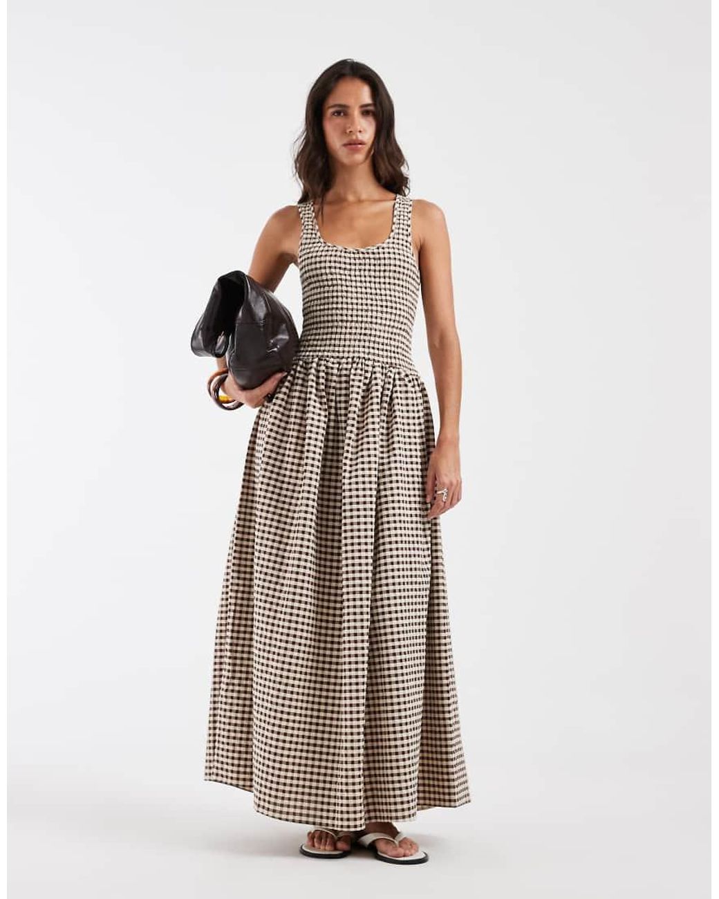 ASOS White Shirred Maxi Dress