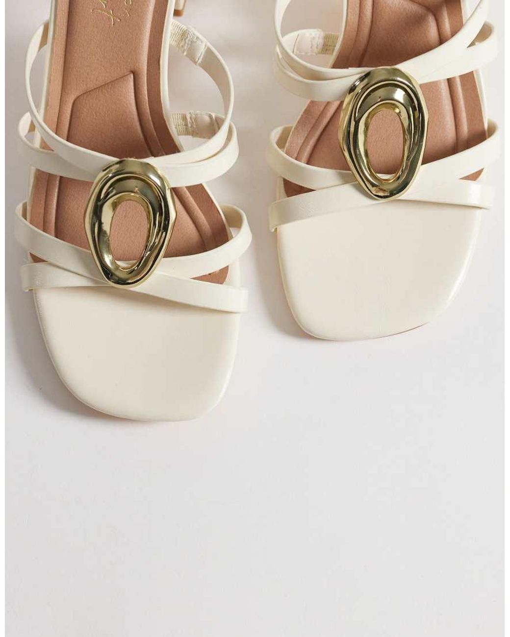 New Look Natural Pu Gold Trim Mules