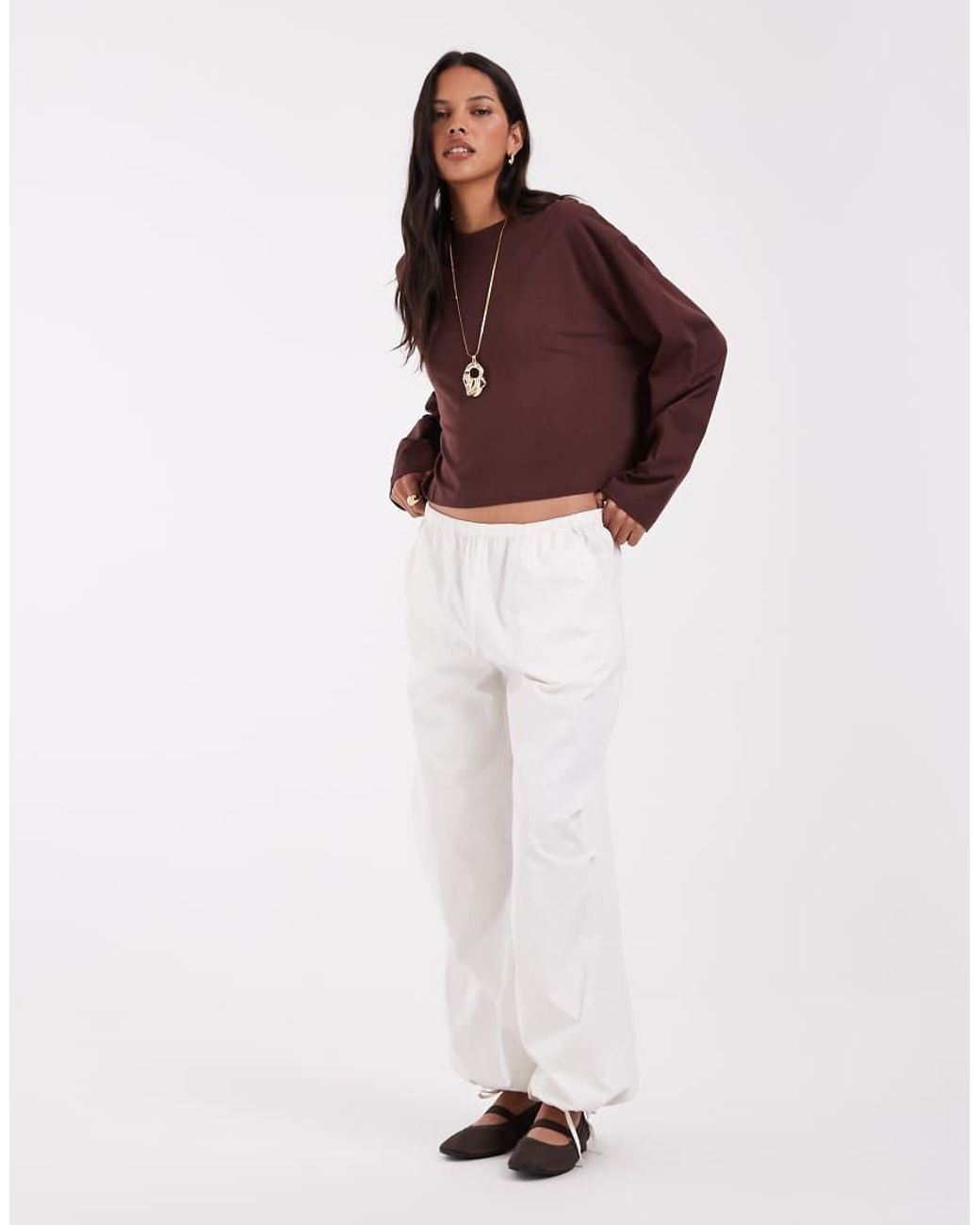 ASOS Red Long Sleeve Boxy Cropped T-Shirt